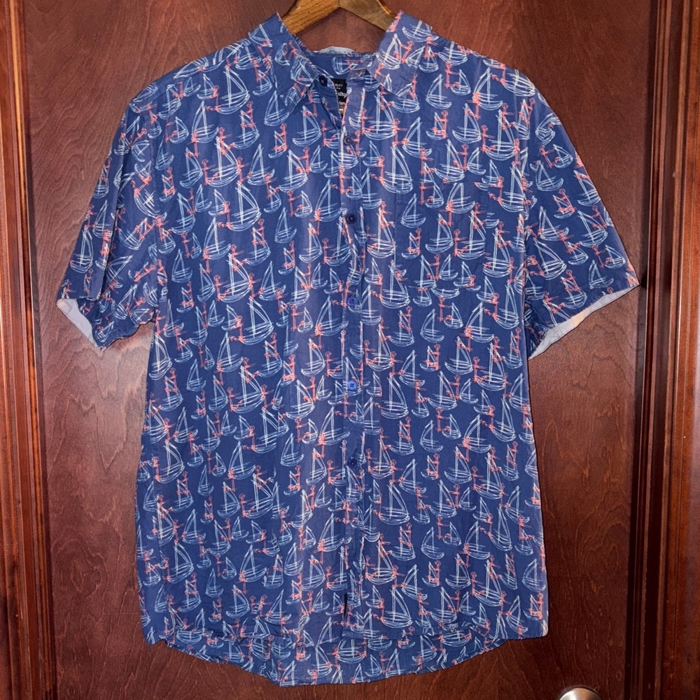 Nautical Blue Men's Button Down Shirt